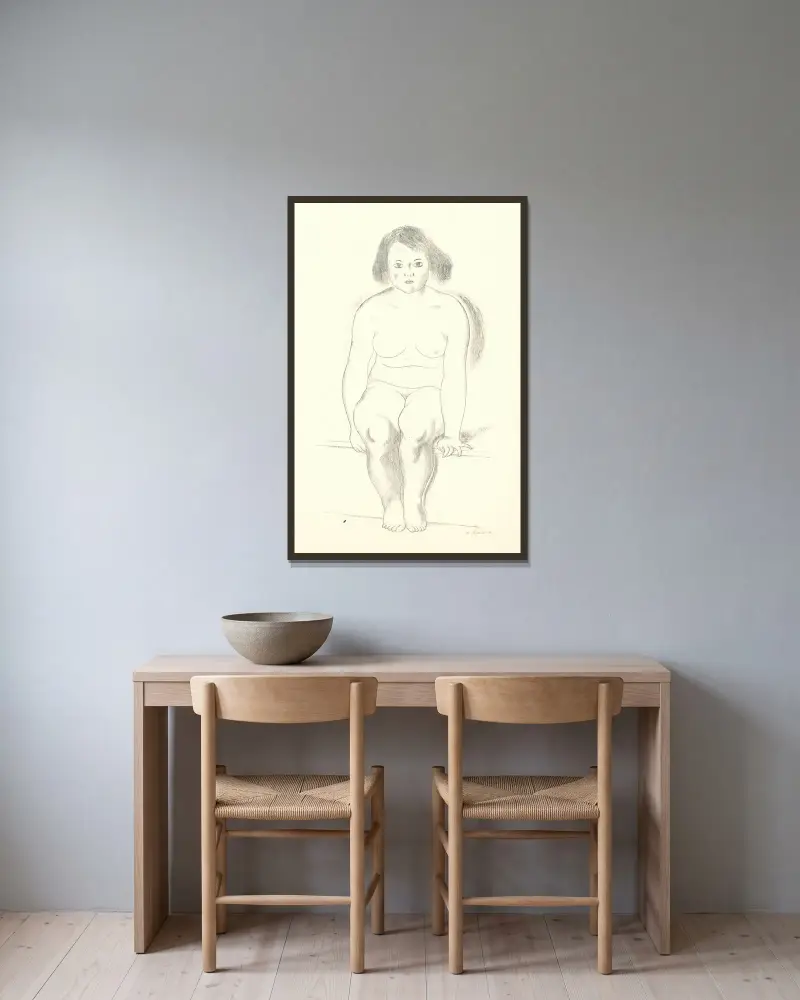 Sediace dievča von Mikuláš Galanda gerahmt an einer Wand