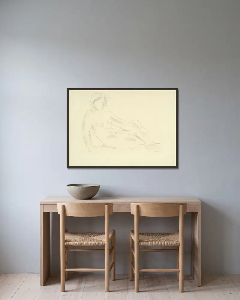 Sediaci akt von Mikuláš Galanda gerahmt an einer Wand