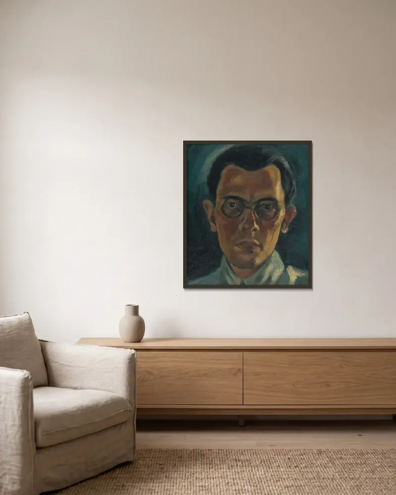 Self-Portrait von Mikuláš Galanda gerahmt an einer Wand