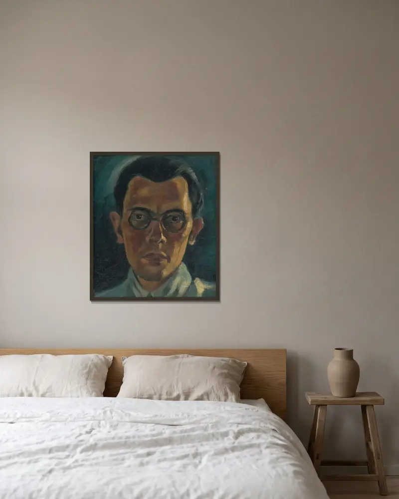 Self-Portrait von Mikuláš Galanda gerahmt an einer Wand