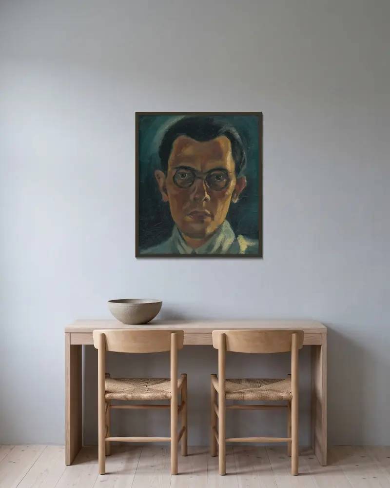 Self-Portrait von Mikuláš Galanda gerahmt an einer Wand