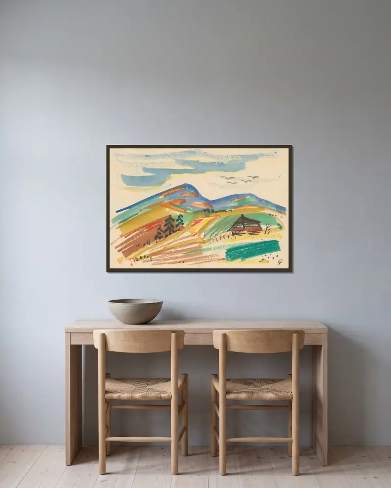 Štubnianske Teplice von Mikuláš Galanda gerahmt an einer Wand