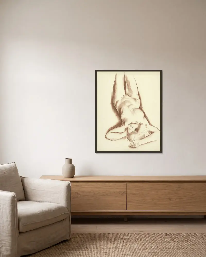 Študijný akt IV. von Mikuláš Galanda gerahmt an einer Wand