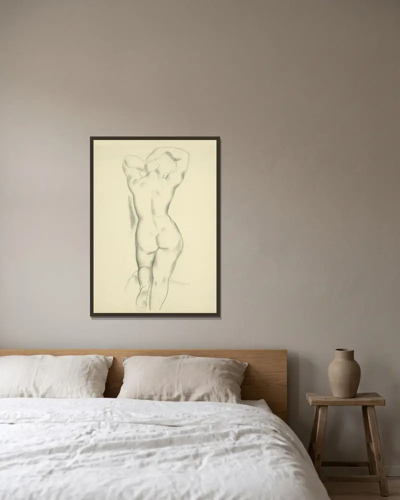 Študijný akt V. von Mikuláš Galanda gerahmt an einer Wand
