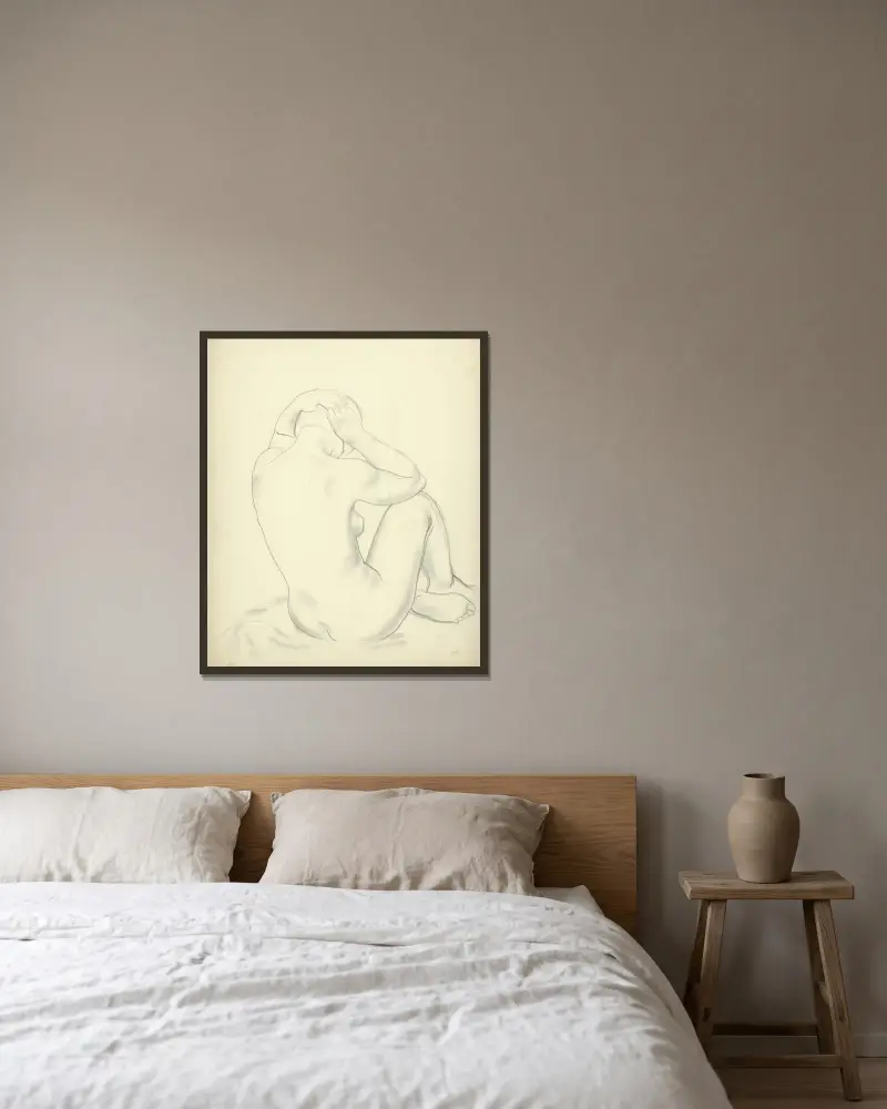 Študijný akt VI. von Mikuláš Galanda gerahmt an einer Wand