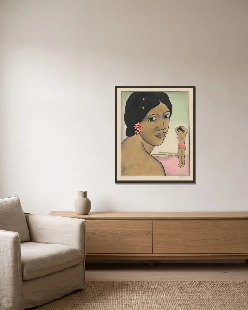 Tahiťanka von Mikuláš Galanda gerahmt an einer Wand