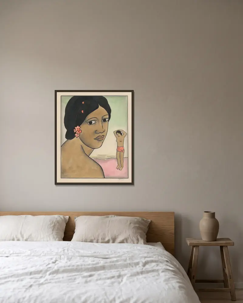 Tahiťanka von Mikuláš Galanda gerahmt an einer Wand
