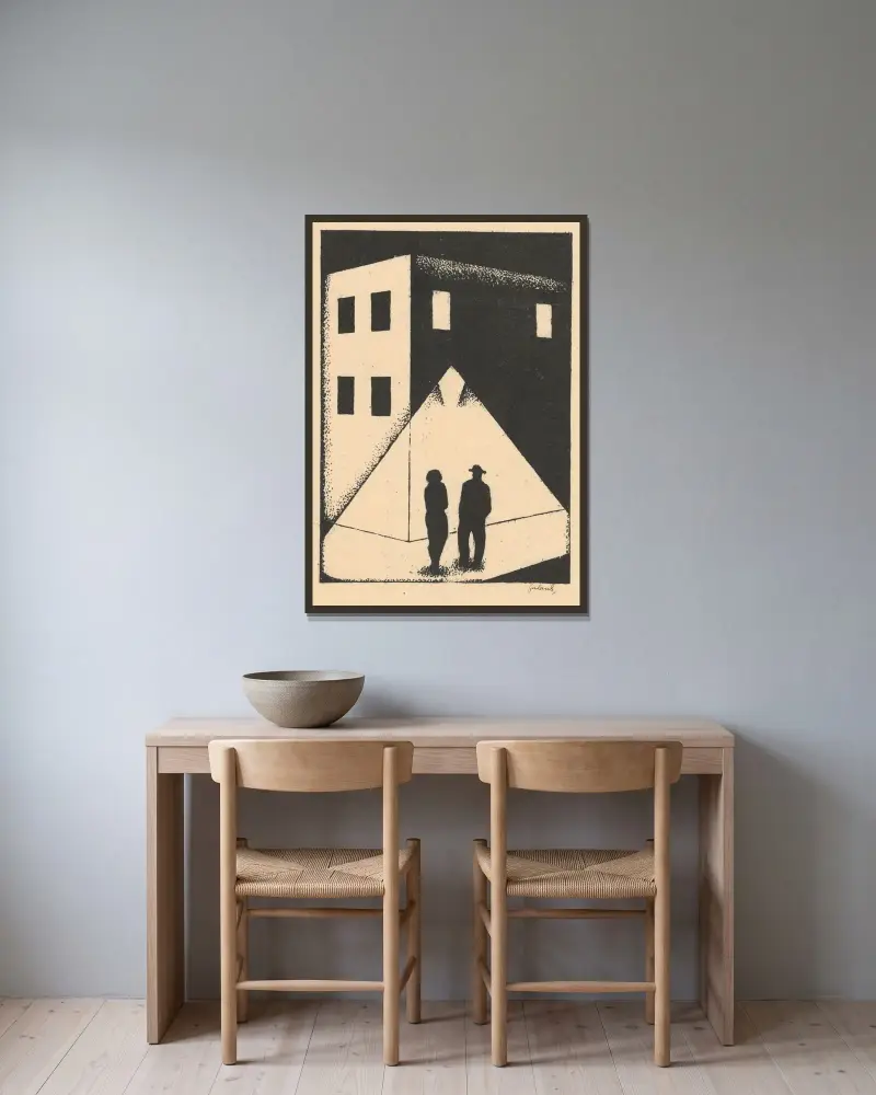 The meeting von Mikuláš Galanda gerahmt an einer Wand