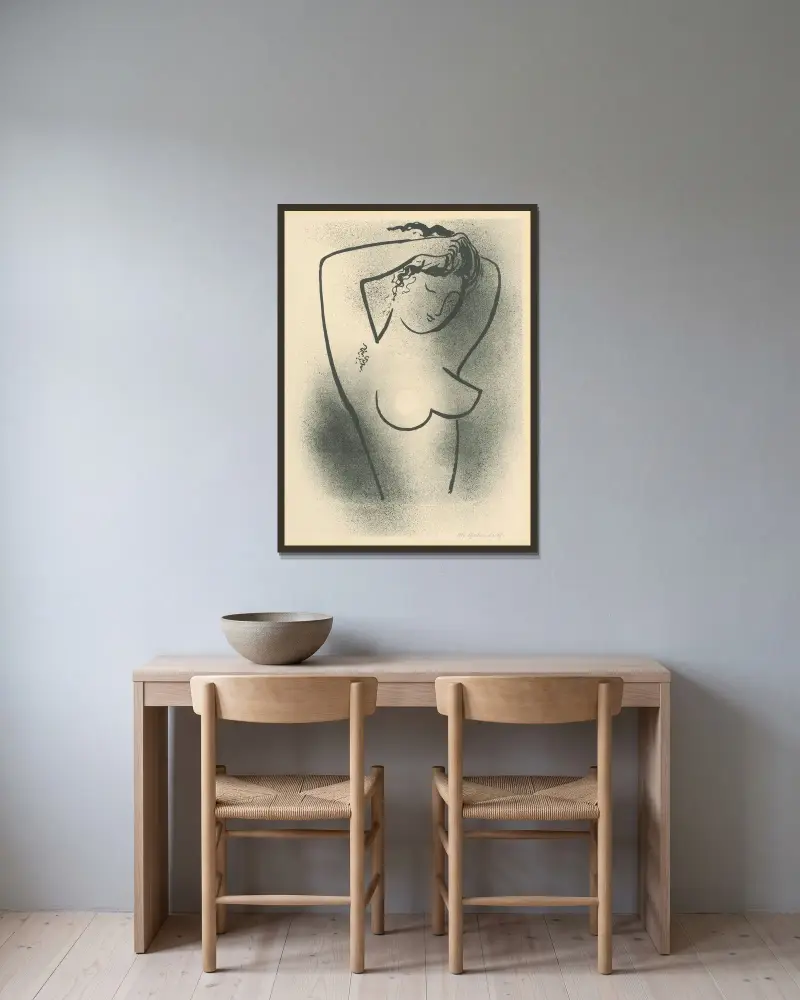 Toaleta von Mikuláš Galanda gerahmt an einer Wand