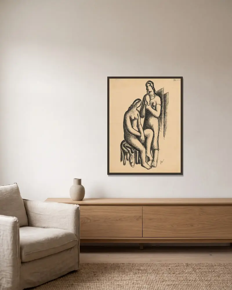 Two Friends von Mikuláš Galanda gerahmt an einer Wand