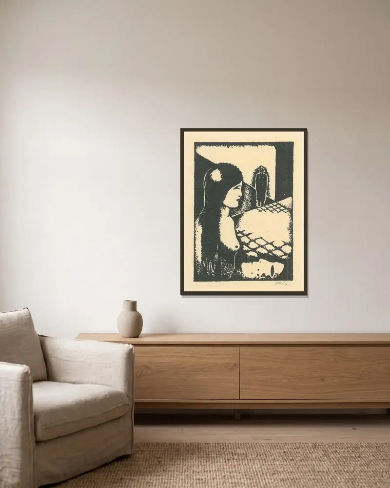 Ulica von Mikuláš Galanda gerahmt an einer Wand