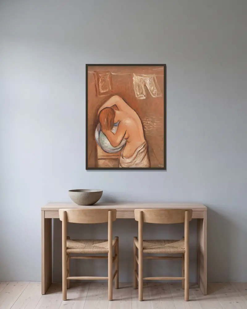 Haarwäsche von Mikuláš Galanda gerahmt an einer Wand