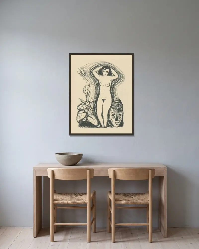 Žena a maska von Mikuláš Galanda gerahmt an einer Wand