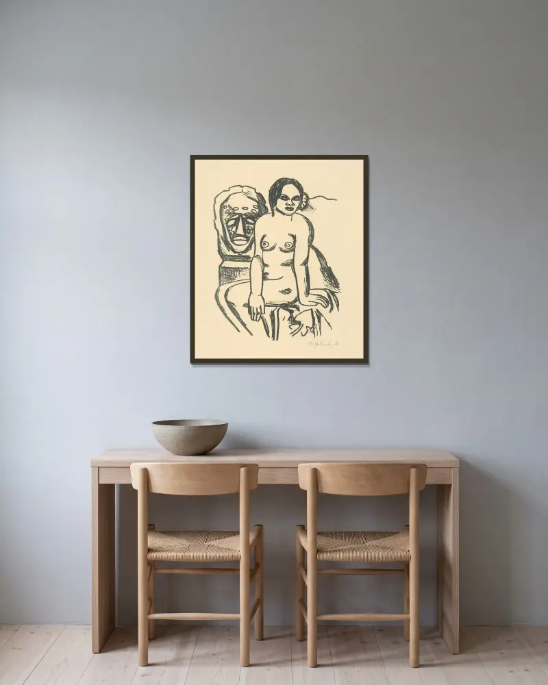 Žena a socha von Mikuláš Galanda gerahmt an einer Wand