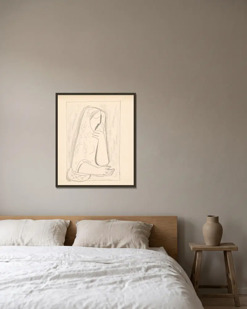 Žena s košíkom von Mikuláš Galanda gerahmt an einer Wand