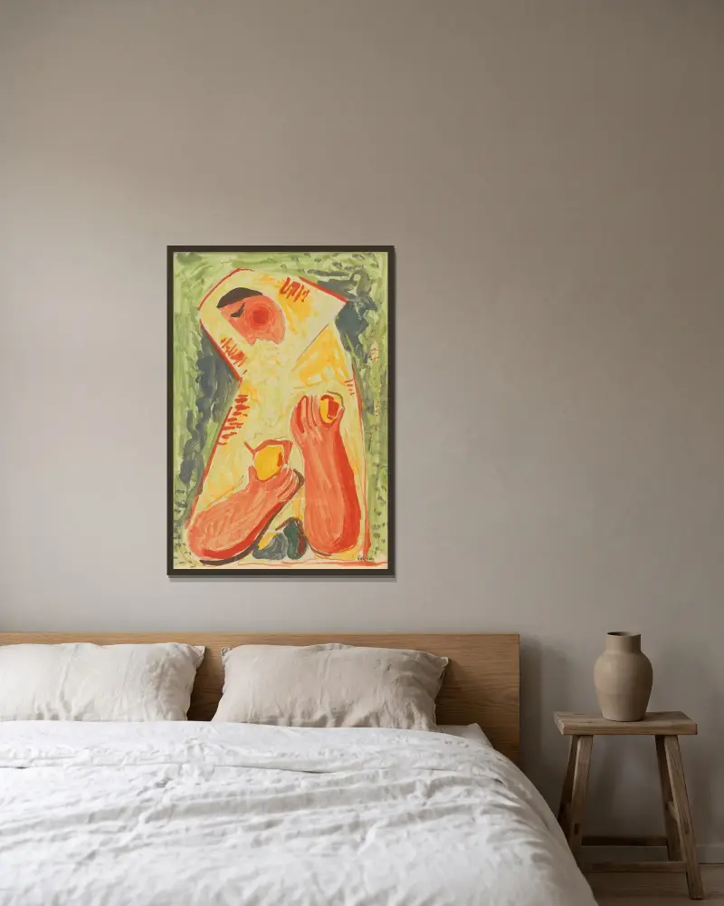 Frau mit Früchten von Mikuláš Galanda gerahmt an einer Wand