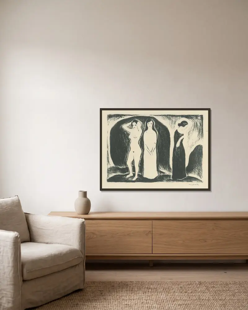 Žena v troch podobách von Mikuláš Galanda gerahmt an einer Wand