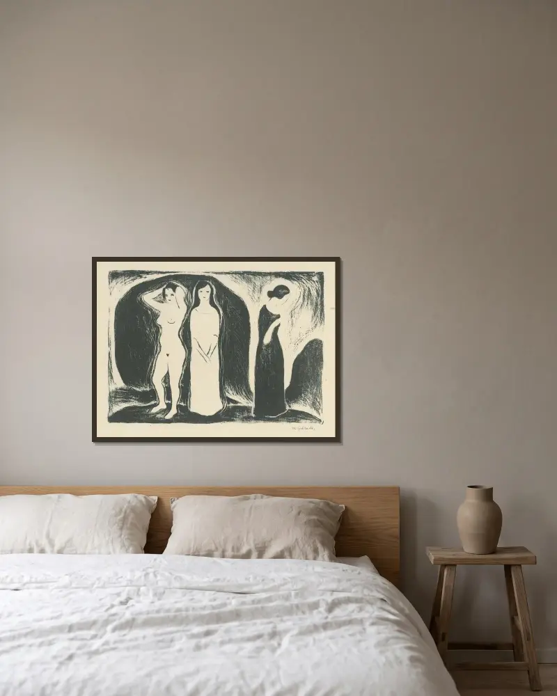 Žena v troch podobách von Mikuláš Galanda gerahmt an einer Wand