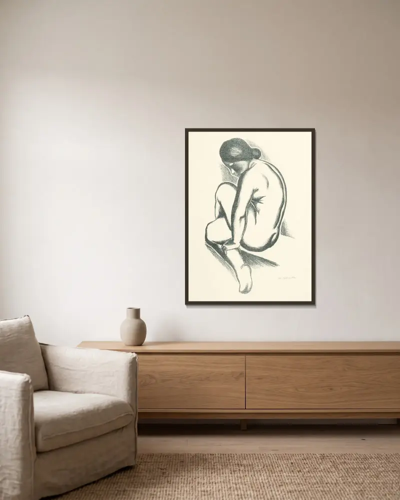 Weiblicher Akt von Mikuláš Galanda gerahmt an einer Wand