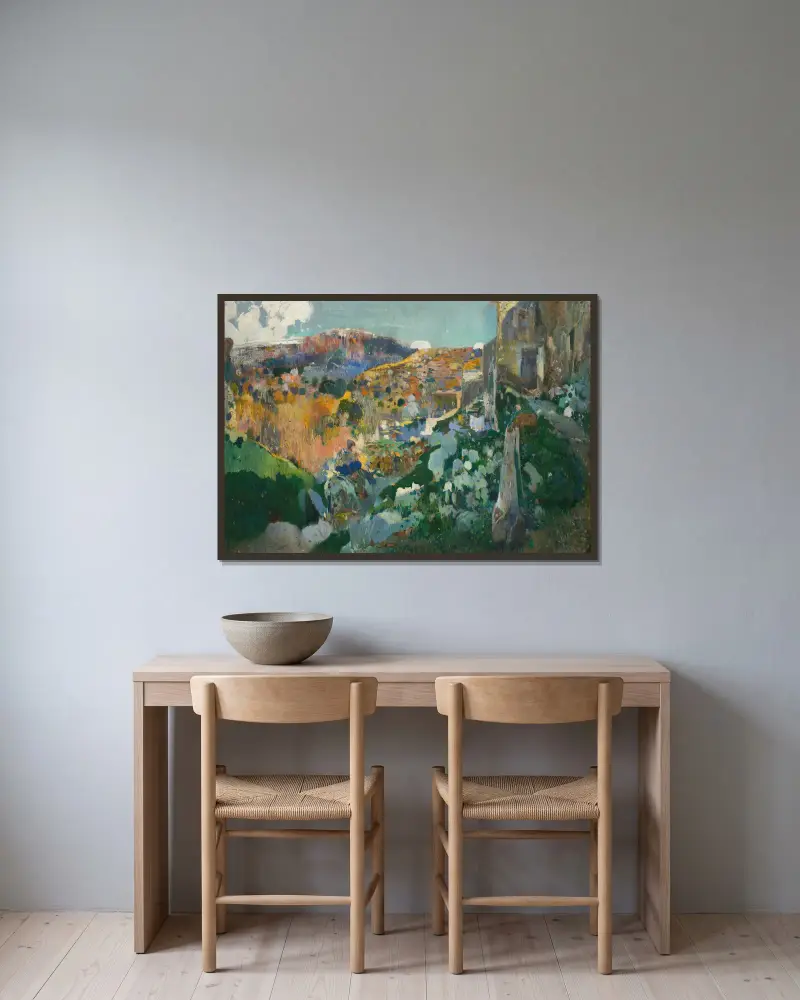 Das Juwel von Joaquin Mir Trinxet gerahmt an einer Wand