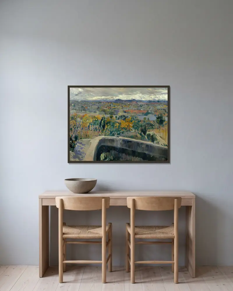 Der neue Teich von Joaquin Mir Trinxet gerahmt an einer Wand