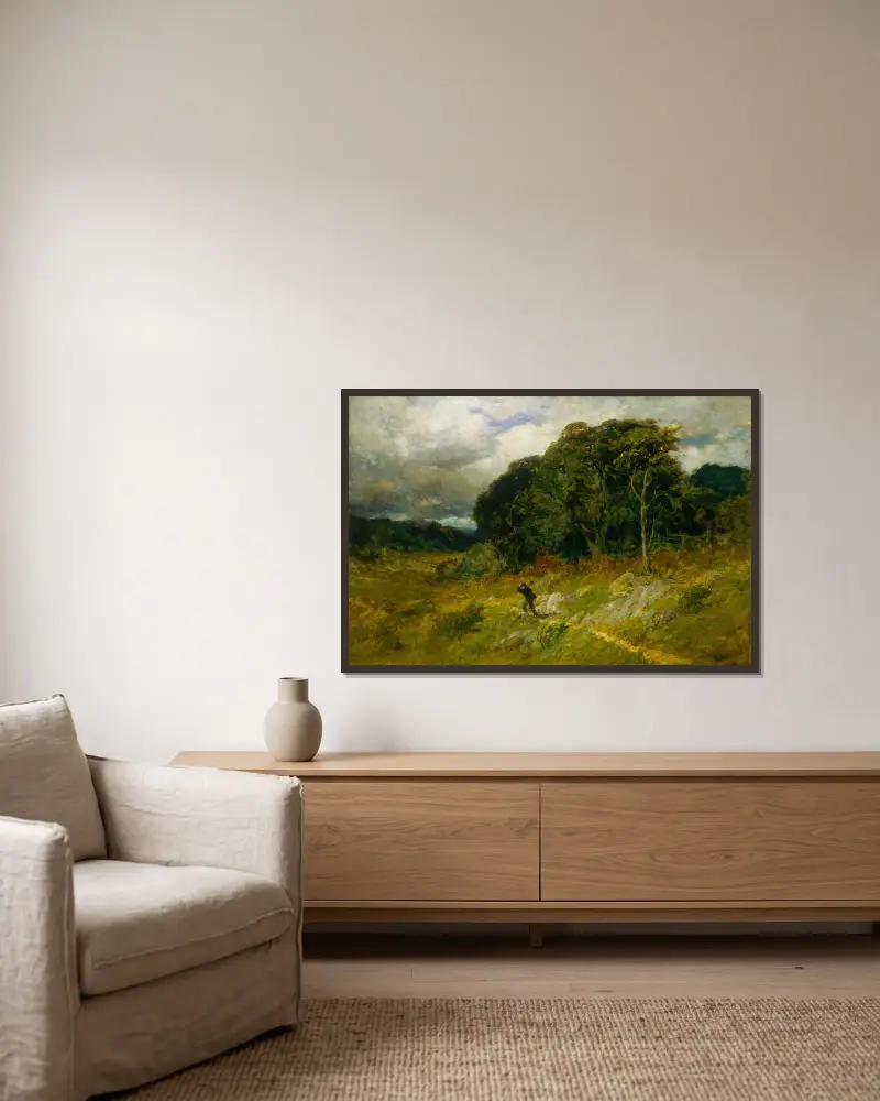 Herannahender Sturm von Edward Mitchell Bannister gerahmt an einer Wand