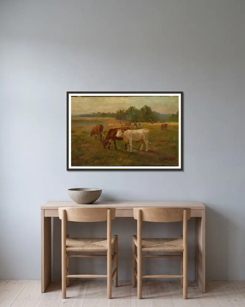 Krávy, Edward Mitchell Bannister v rámu na stěně