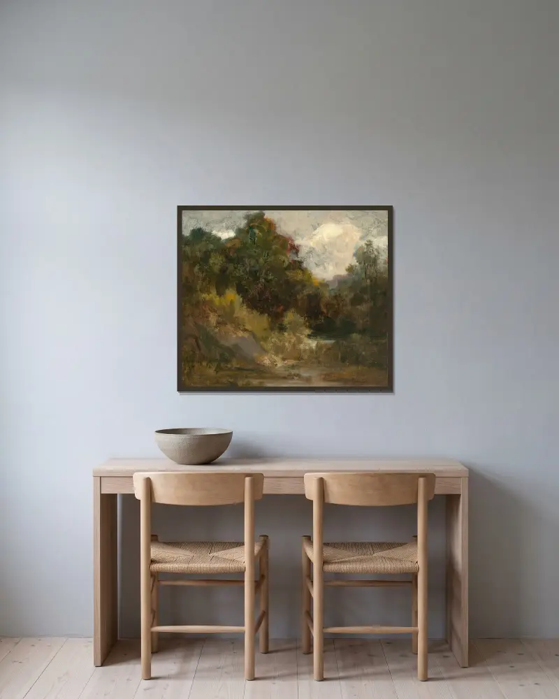 Landschaft (Bäume) von Edward Mitchell Bannister gerahmt an einer Wand