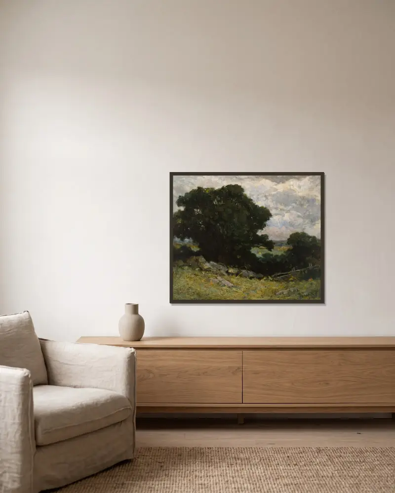 Landschaft von Edward Mitchell Bannister gerahmt an einer Wand