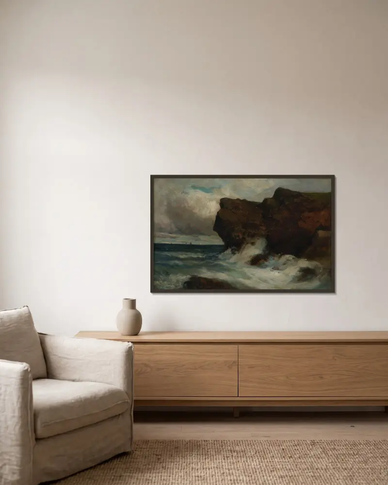 Ozeanklippen von Edward Mitchell Bannister gerahmt an einer Wand