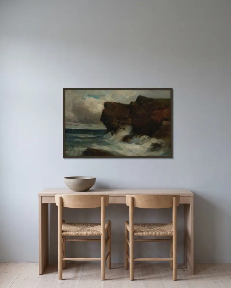 Ozeanklippen von Edward Mitchell Bannister gerahmt an einer Wand