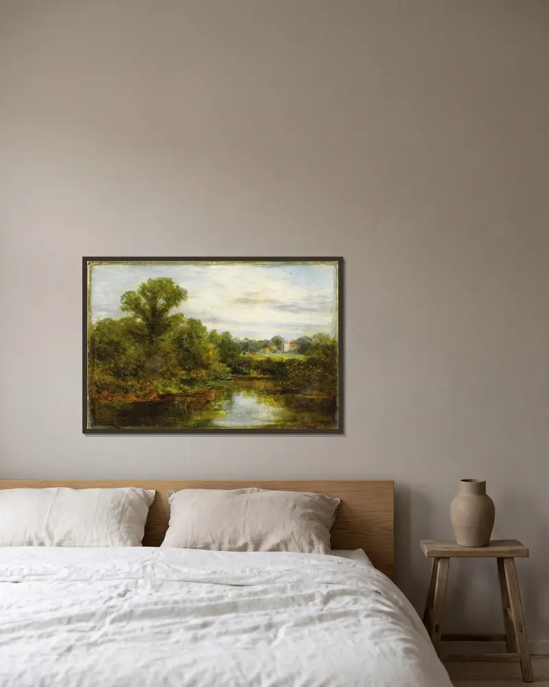 Sommerzeit von Edward Mitchell Bannister gerahmt an einer Wand