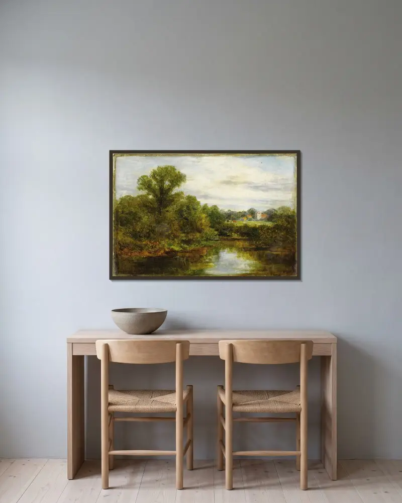 Sommerzeit von Edward Mitchell Bannister gerahmt an einer Wand
