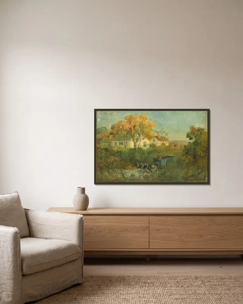Die Tränke von Edward Mitchell Bannister gerahmt an einer Wand