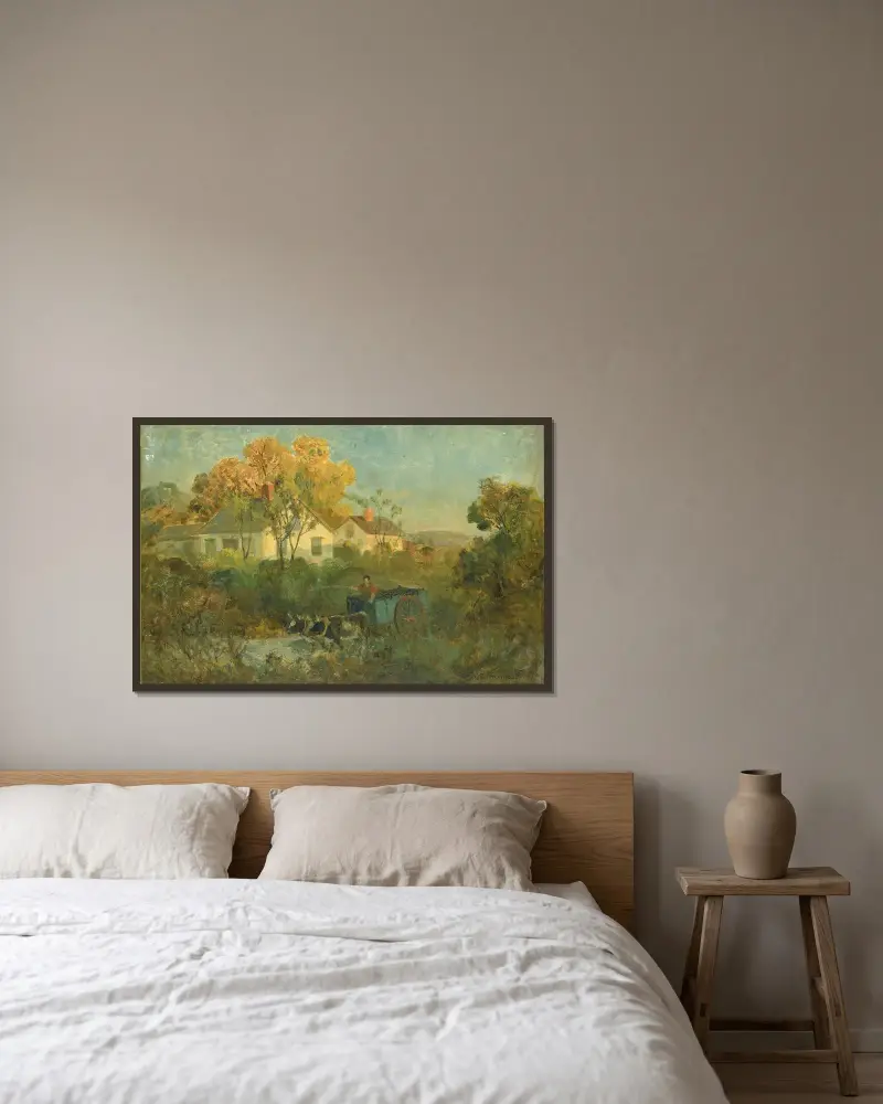 Die Tränke von Edward Mitchell Bannister gerahmt an einer Wand