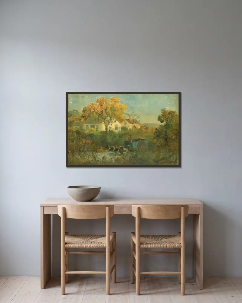 Die Tränke von Edward Mitchell Bannister gerahmt an einer Wand