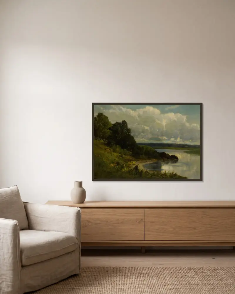 Der Palmer River von Edward Mitchell Bannister gerahmt an einer Wand