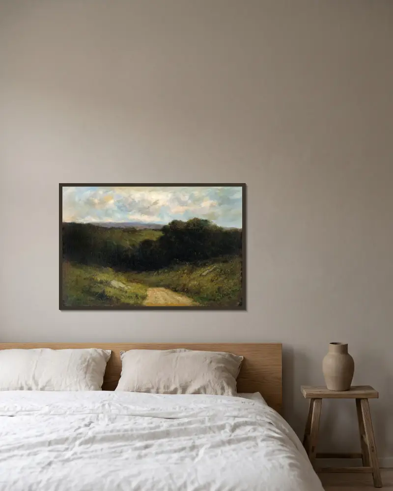 Vägen till dalen av Edward Mitchell Bannister inramad på en vägg