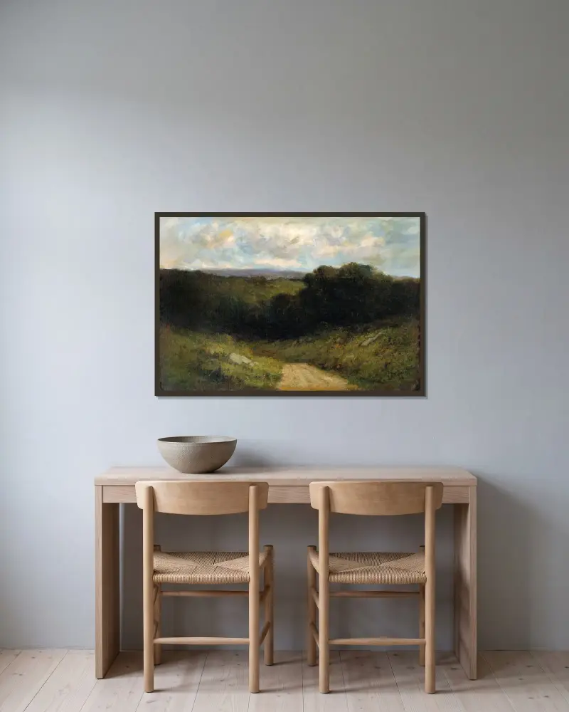 Vägen till dalen av Edward Mitchell Bannister inramad på en vägg