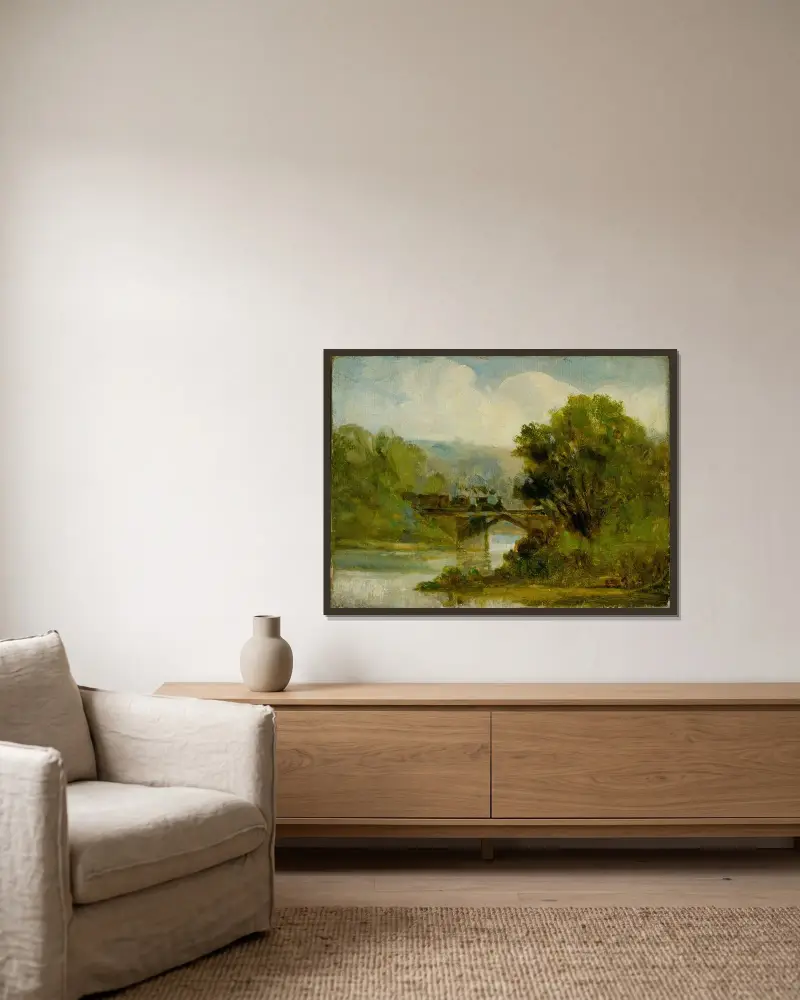 Der Zug von Edward Mitchell Bannister gerahmt an einer Wand