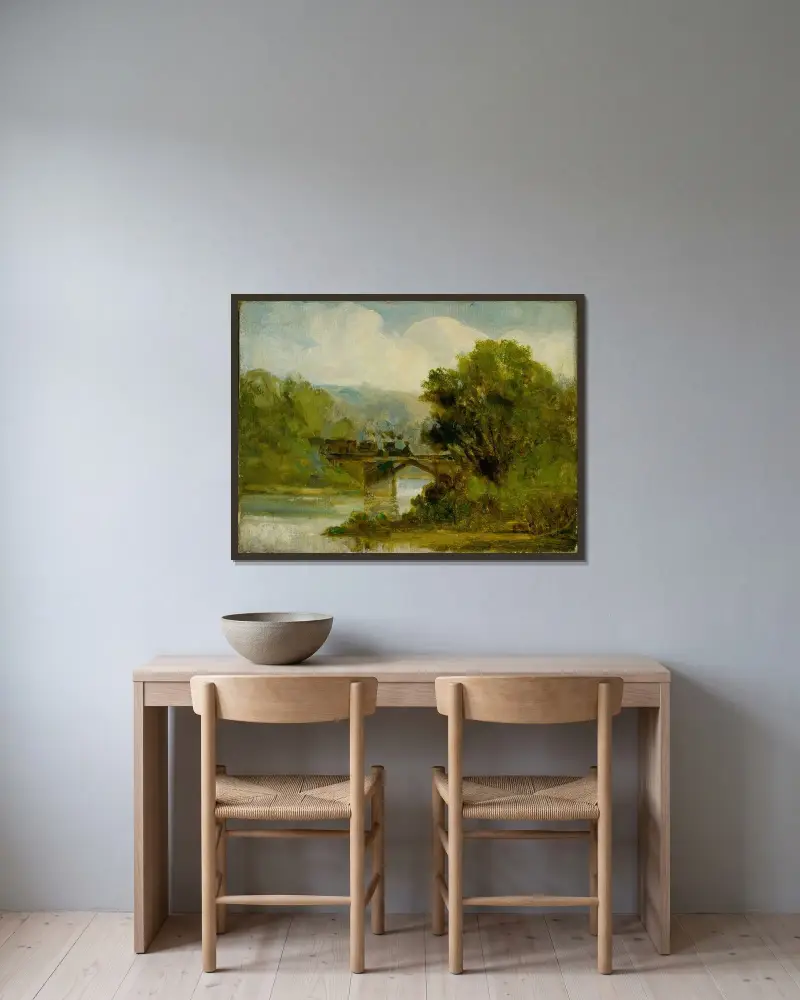 Der Zug von Edward Mitchell Bannister gerahmt an einer Wand