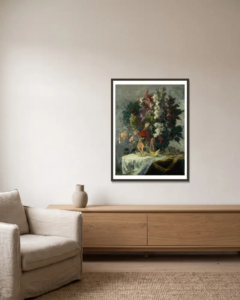 Bez názvu (květinové zátiší), – Nr. 1, Edward Mitchell Bannister v rámu na stěně