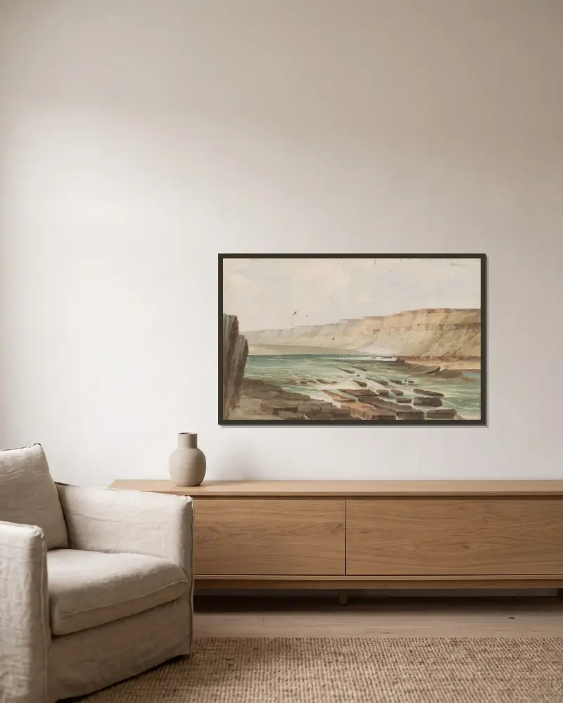 Columbia River Mouth of Des Shutes von John Mix Stanley gerahmt an einer Wand