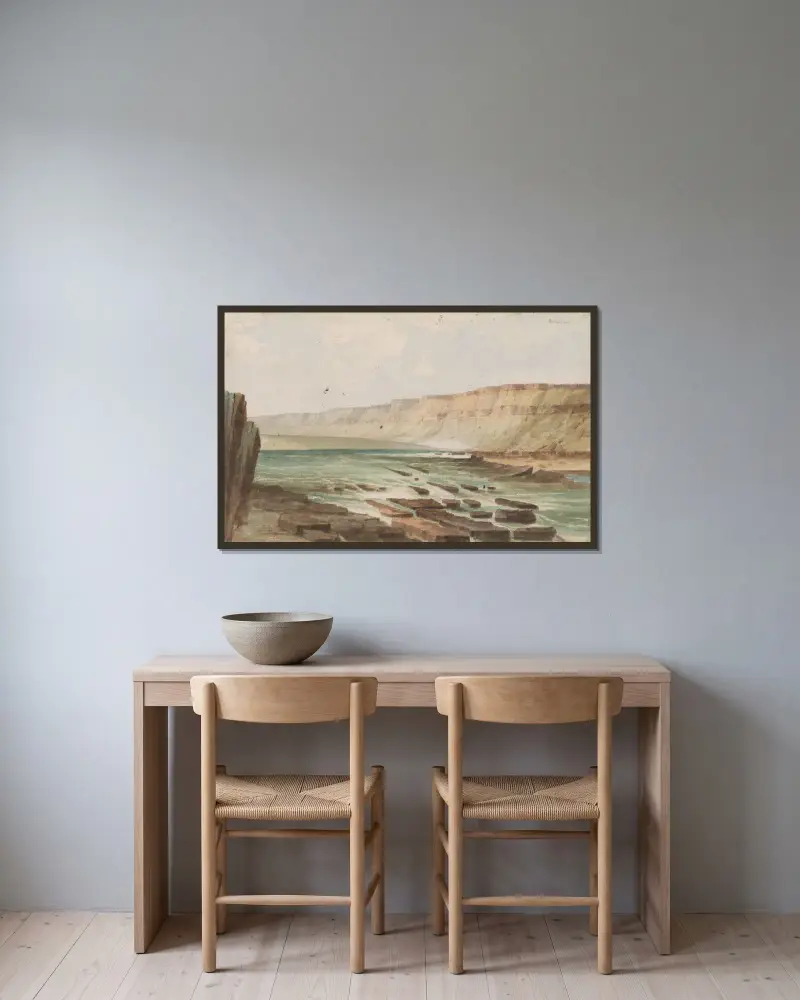 Columbia River Mouth of Des Shutes von John Mix Stanley gerahmt an einer Wand