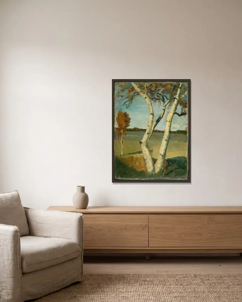 Bříza v krajině, Paula Modersohn-Becker v rámu na stěně