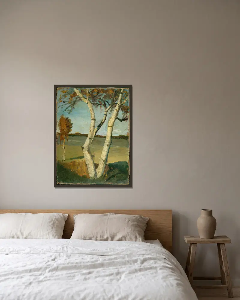 Bříza v krajině, Paula Modersohn-Becker v rámu na stěně