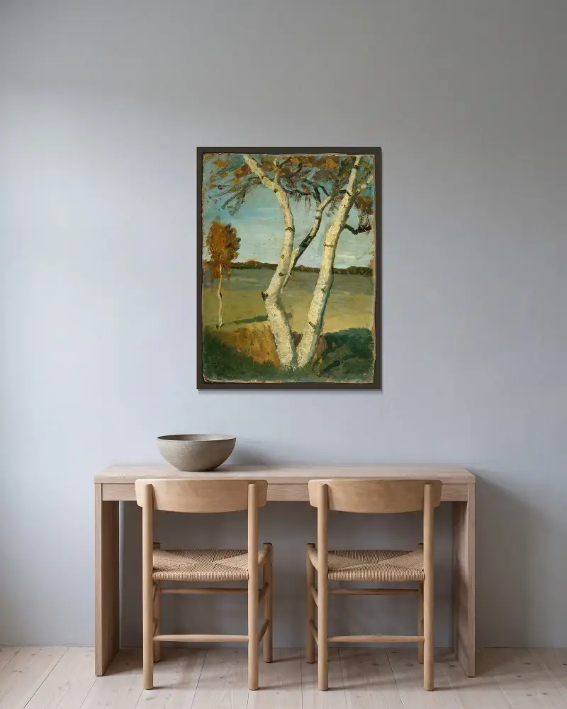 Bříza v krajině, Paula Modersohn-Becker v rámu na stěně