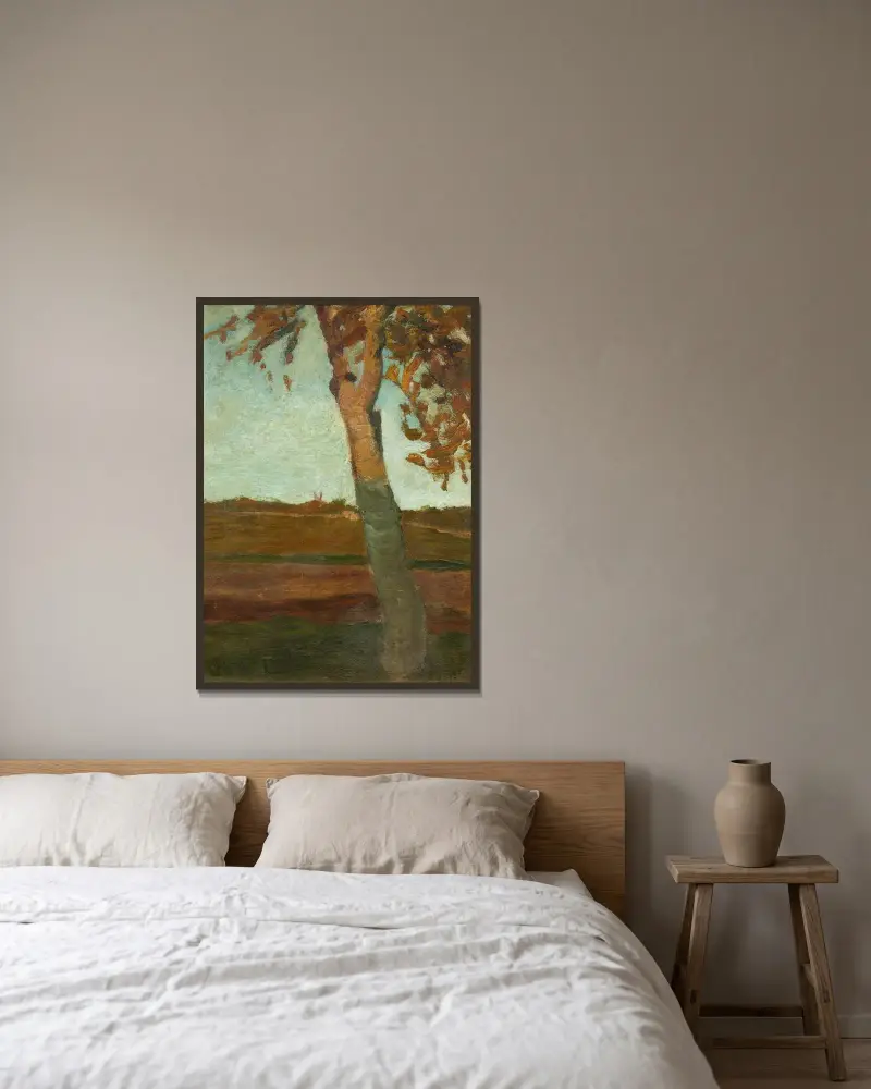 Brzoza przed jesiennym pejzażem, Paula Modersohn-Becker w ramie na ścianie