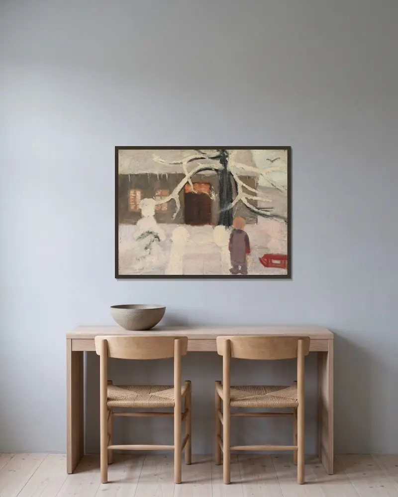 Chłopiec w śniegu, Paula Modersohn-Becker w ramie na ścianie