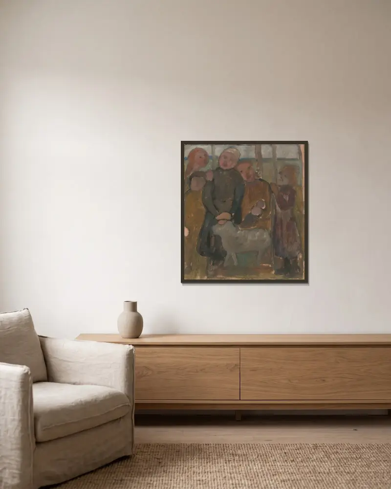 Pięcioro dzieci z owcą, Paula Modersohn-Becker w ramie na ścianie